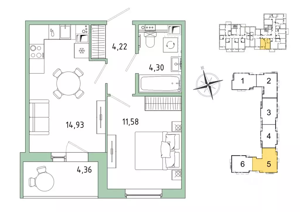 1-к кв. Ленинградская область, Гатчина Въезд мкр,  (37.21 м) - Фото 1