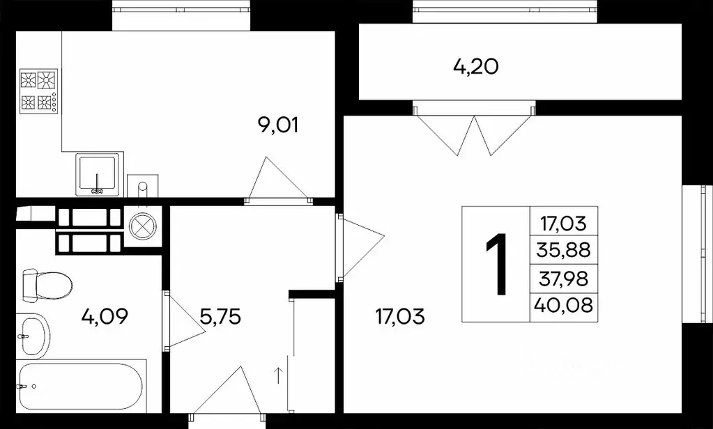 1-к кв. Крым, Евпатория Сезоны жилой комплекс (40.08 м) - Фото 1
