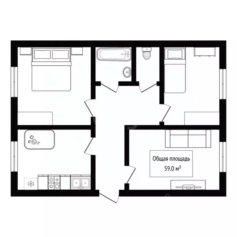 3-к кв. Алтай, Горно-Алтайск Коммунистический просп. (59.0 м) - Фото 2