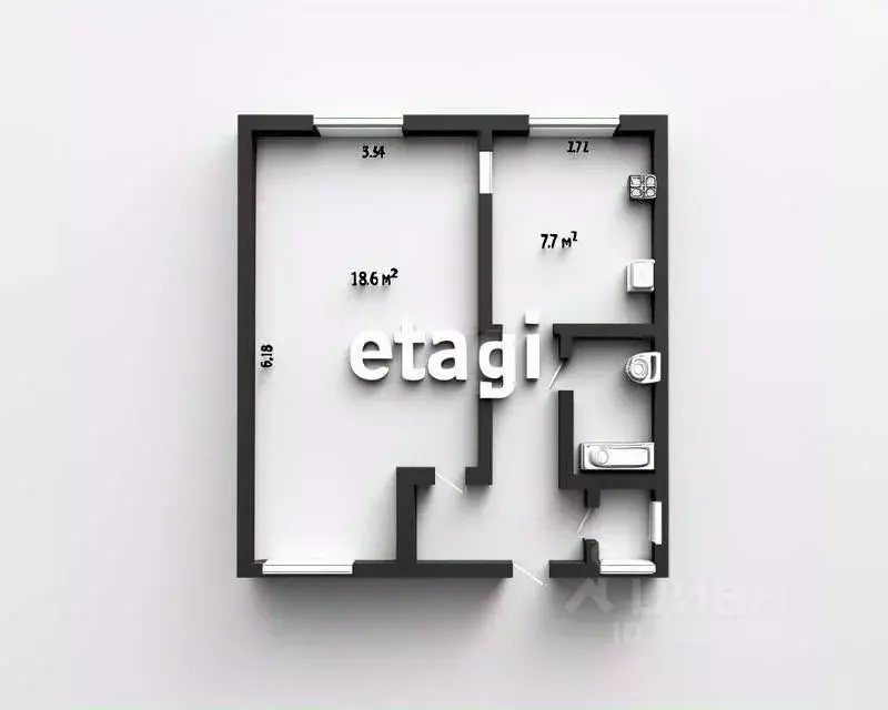 1-к кв. Башкортостан, Салават ул. Островского, 76 (36.5 м) - Фото 1