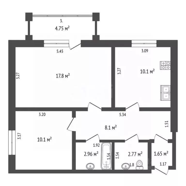 2-к кв. Омская область, Омск Береговой мкр, ул. Киселева, 33 (51.4 м) - Фото 1