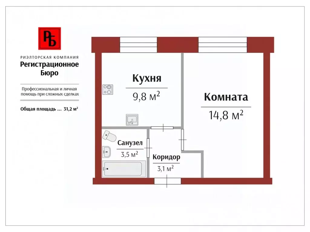 1-к кв. Кировская область, Киров ул. Садаковская, 8 (31.2 м) - Фото 1