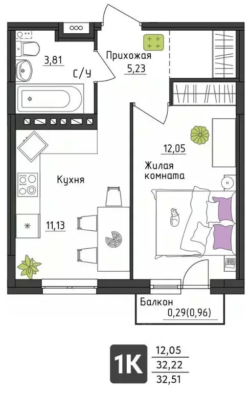 1-к кв. Пермский край, Пермь Верхне-Вишерская ул., 40 (32.51 м) - Фото 0