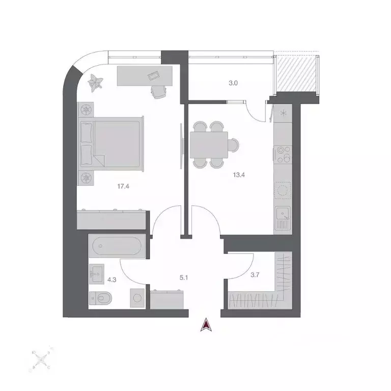 1-к кв. Новосибирская область, Новосибирск Беринг жилой квартал,  ... - Фото 1