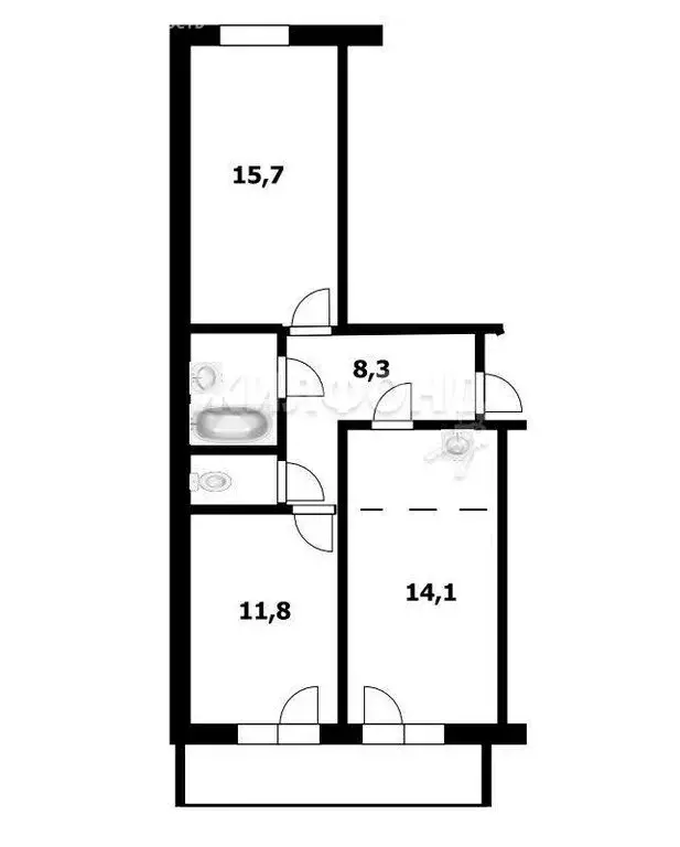 3-комнатная квартира: Новосибирск, улица Петухова, 162 (60.3 м) - Фото 0