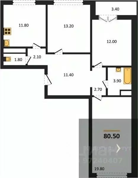 3-к кв. Воронежская область, Новоусманский район, пос. Отрадное ул. ... - Фото 1