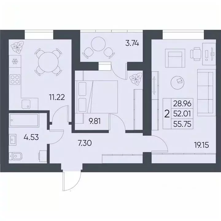 2-к кв. Саратовская область, Татищево рп ул. Михайловская, 13 (55.75 ... - Фото 0