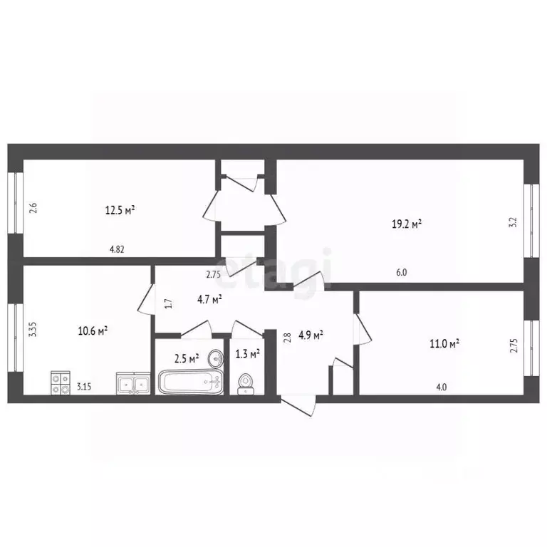 3-к кв. Ямало-Ненецкий АО, Новый Уренгой Юбилейный мкр, 1/2 (69.8 м) - Фото 2