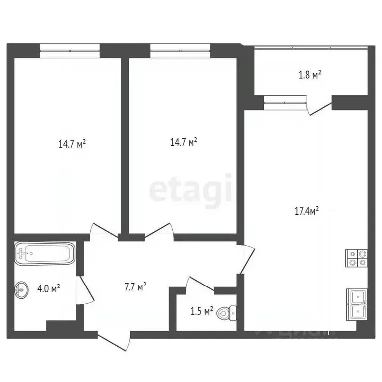 2-к кв. Ростовская область, Ростов-на-Дону ул. Бориса Слюсаря, 23с2 ... - Фото 1
