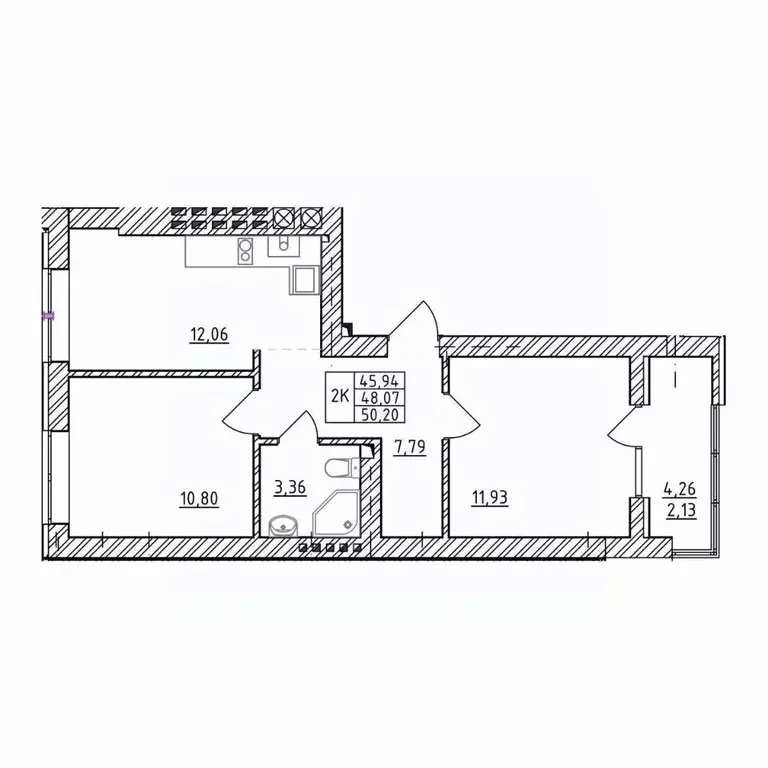 2-к кв. Калининградская область, Зеленоградск  (50.2 м) - Фото 1
