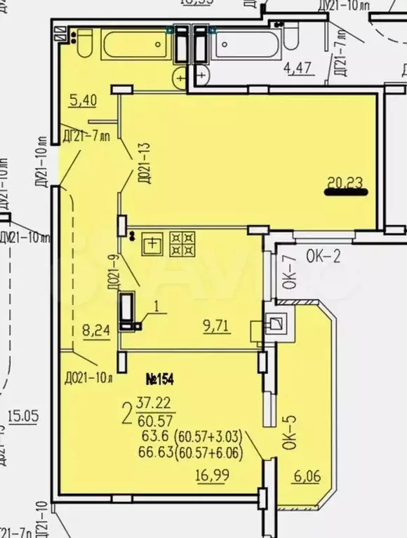 Продаётся 2-к квартира, 63.6 м - Фото 0