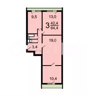 3-к. квартира, 65 м, 9/14 эт. - Фото 0