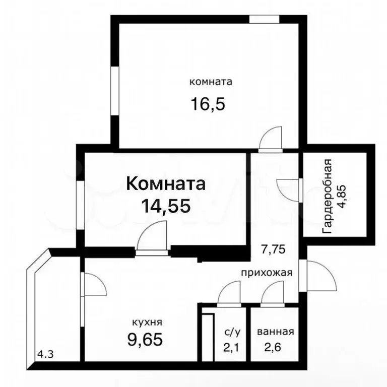 2-к. квартира, 62 м, 5/16 эт. - Фото 0