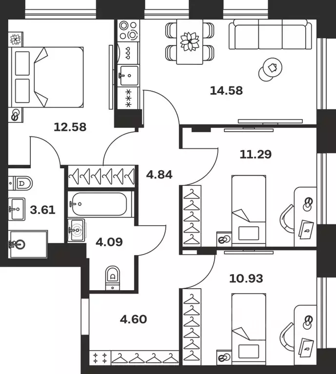 3-к кв. Тульская область, Тула ул. Самоварная, 21/1 (66.52 м) - Фото 1