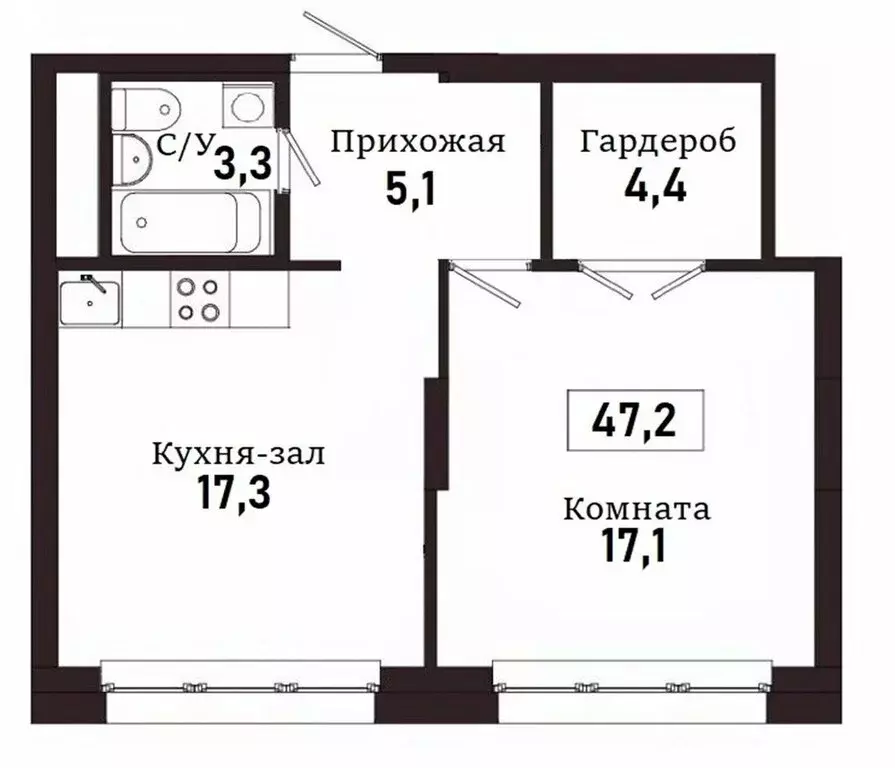 2-комнатная квартира: Томск, Комсомольский проспект, 48Б (47.2 м) - Фото 1