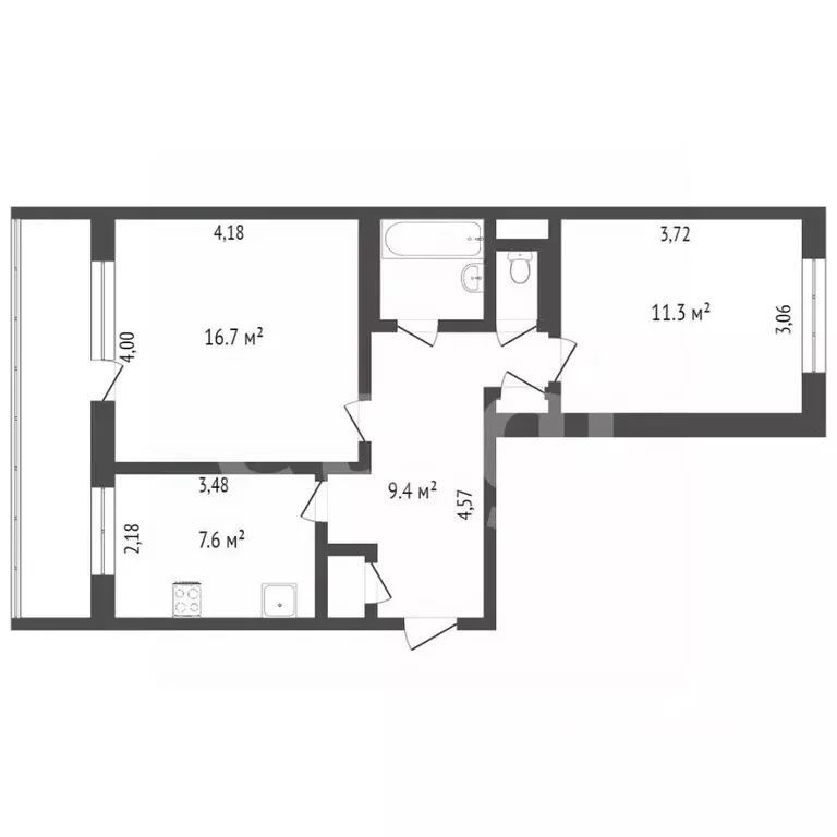2-к кв. Карелия, Петрозаводск ул. Древлянка, 23к2 (49.8 м) - Фото 1