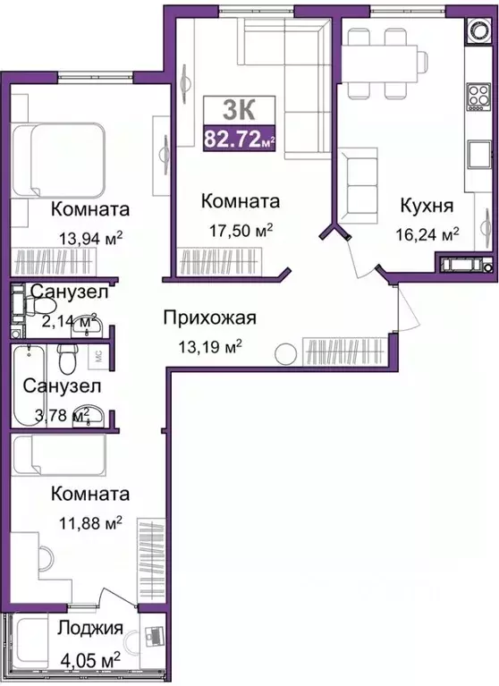 3-к кв. Крым, Симферополь ул. Батурина (80.69 м) - Фото 0