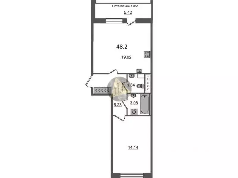 1-к кв. Санкт-Петербург Кубинская ул., 76к1 (48.2 м) - Фото 2