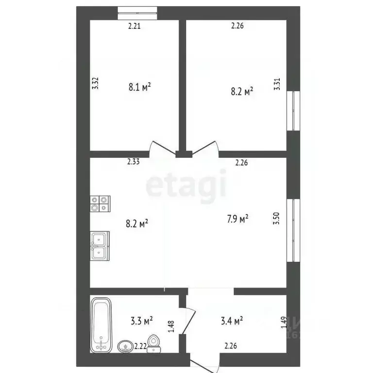3-к кв. Саха (Якутия), Якутск Борисовка-1 мкр, 6 (39.1 м) - Фото 2