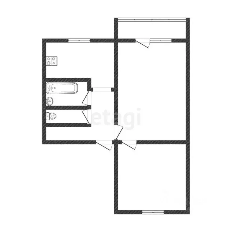 2-к кв. Тульская область, Тула ул. Кауля, 5к2 (44.4 м) - Фото 1