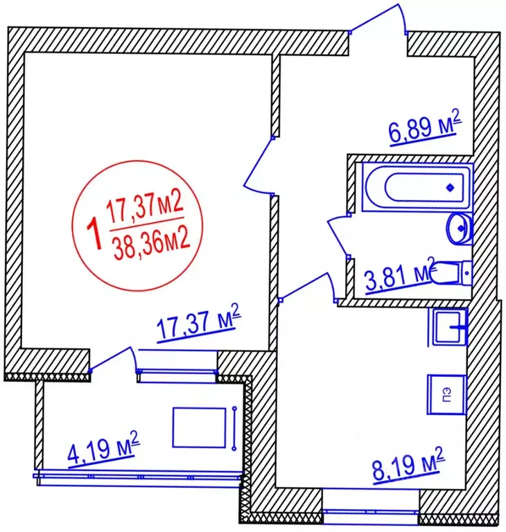 1-к кв. Башкортостан, Уфа ул. Летчиков, 1/9 (38.36 м) - Фото 1