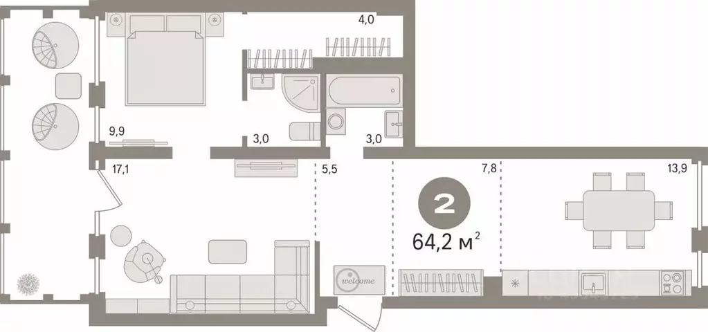 2-к кв. Свердловская область, Екатеринбург ул. Евгения Савкова, 29А ... - Фото 1