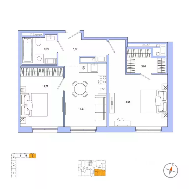 2-к кв. Санкт-Петербург Окла жилой комплекс (53.22 м) - Фото 0