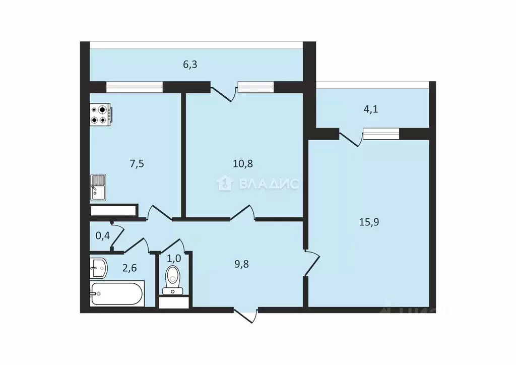 2-к кв. Санкт-Петербург Ленинский просп., 79К2 (48.0 м) - Фото 2