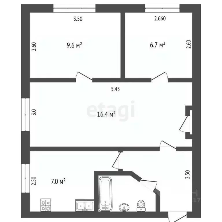3-к кв. Крым, Бахчисарайский район, с. Вилино ул. Кирова, 1 (44.7 м) - Фото 2