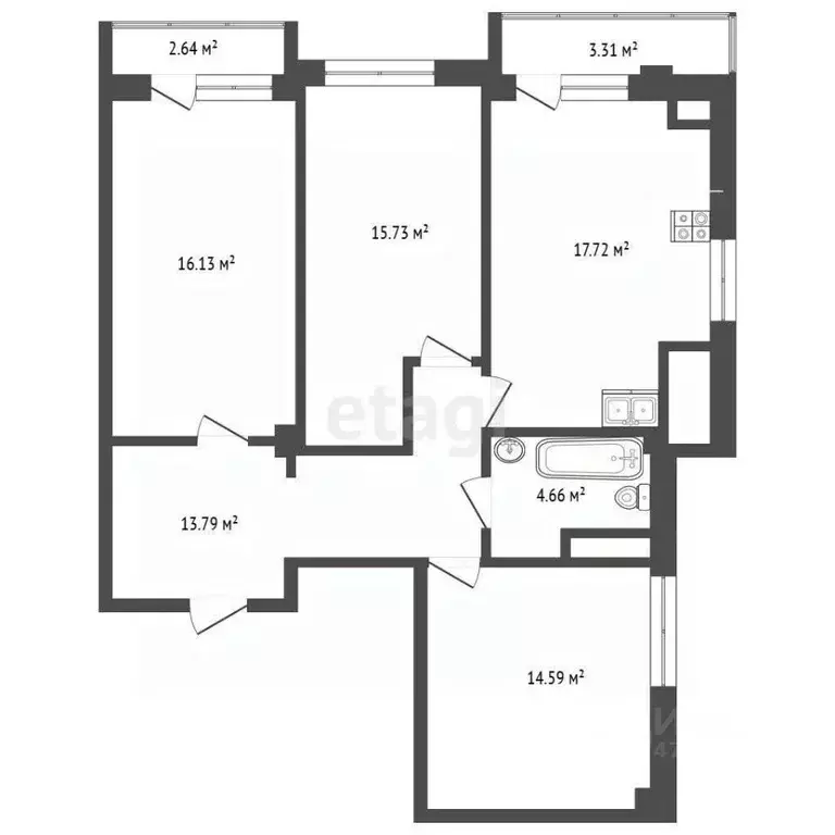 3-к кв. Крым, Евпатория просп. Ленина, 68к42 (82.7 м) - Фото 2
