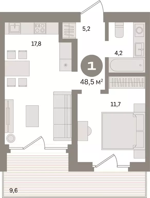 1-комнатная квартира: Екатеринбург, улица Советских Женщин (48.5 м) - Фото 1