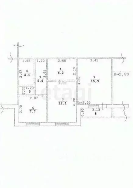 2-к кв. Липецкая область, Липецк ул. Теперика, 7 (51.5 м) - Фото 2