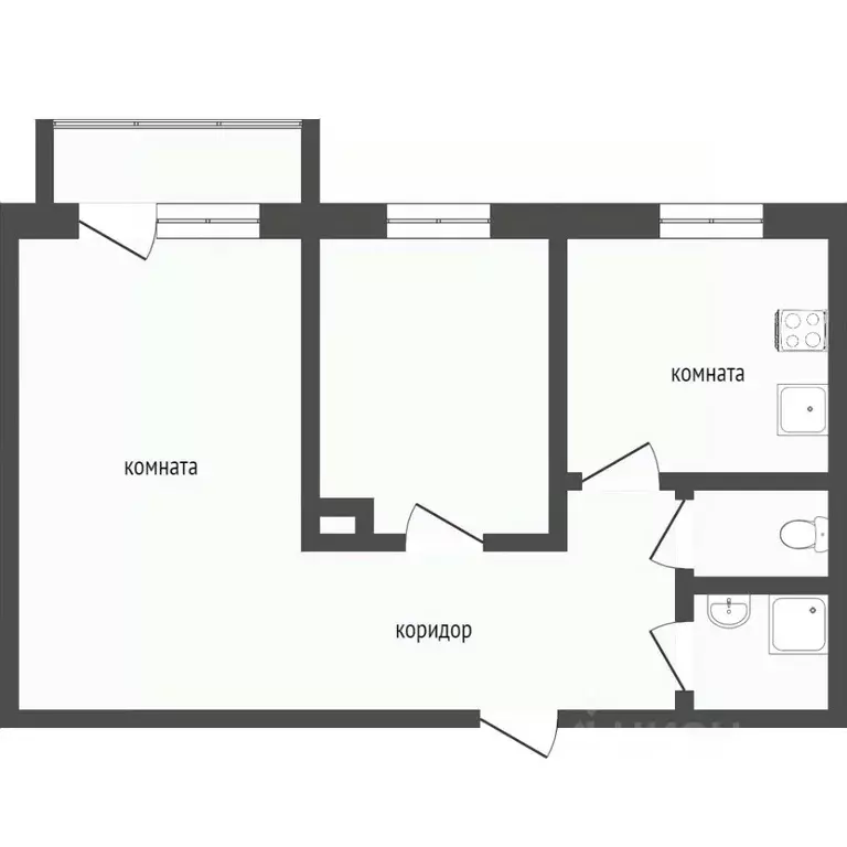 2-к кв. Бурятия, Улан-Удэ Кабанская ул., 16 (48.3 м) - Фото 1