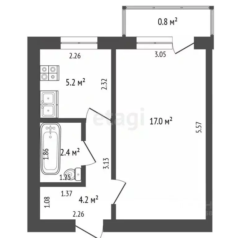1-к кв. Калининградская область, Светлогорск пос. Отрадное, просп. ... - Фото 2