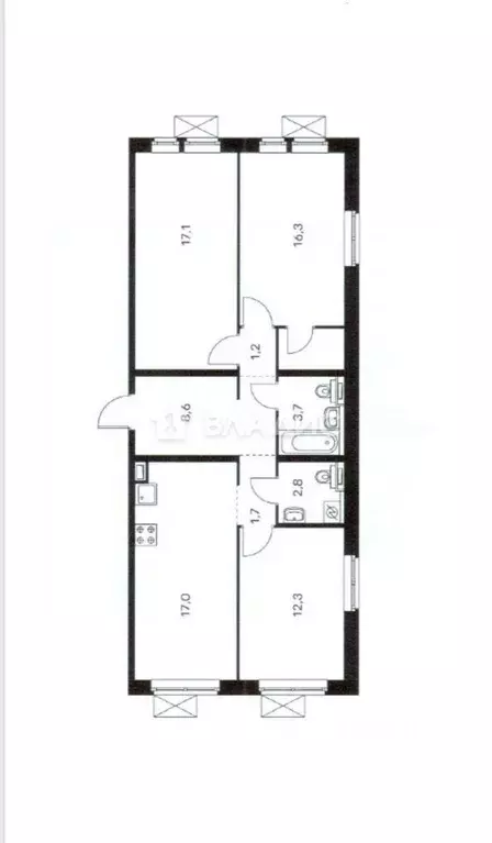 3-к кв. Москва Боровское ш., 2к3 (80.7 м) - Фото 1