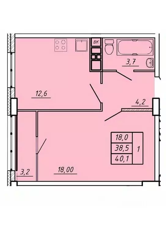 1-к кв. Ивановская область, Иваново Видный мкр,  (40.1 м) - Фото 0