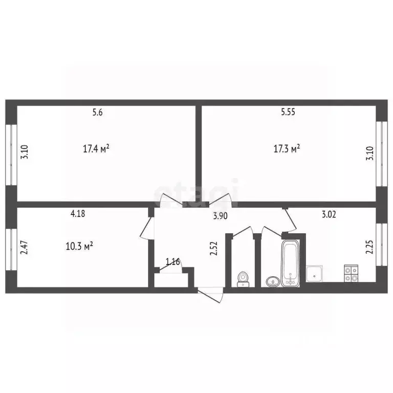 3-к кв. Кемеровская область, Новокузнецк ул. Тореза, 74 (61.5 м) - Фото 1
