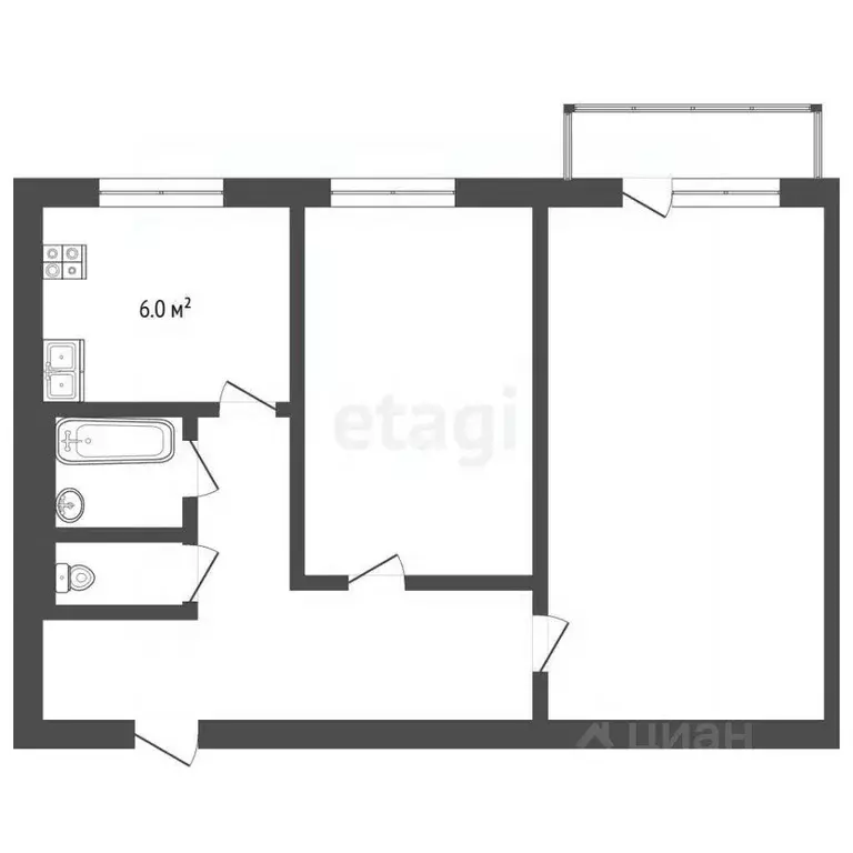 2-к кв. Архангельская область, Архангельск ул. Тимме, 22 (45.0 м) - Фото 2
