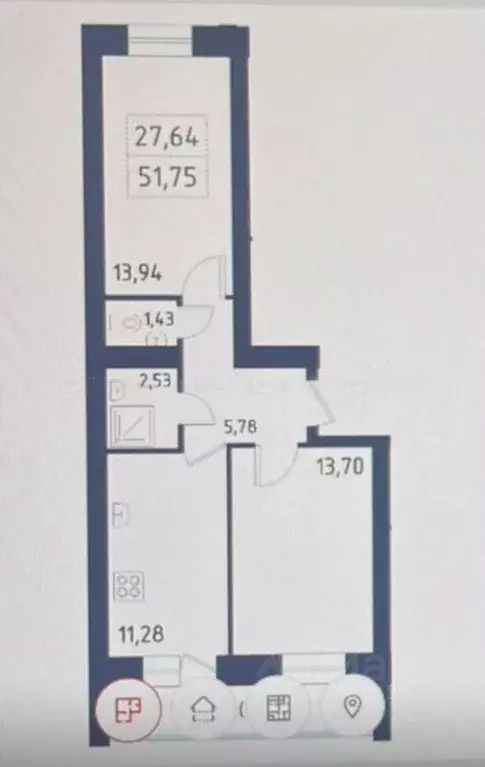 1-к кв. Татарстан, с. Высокая Гора ул. Комаровка, 7Б (51.8 м) - Фото 2