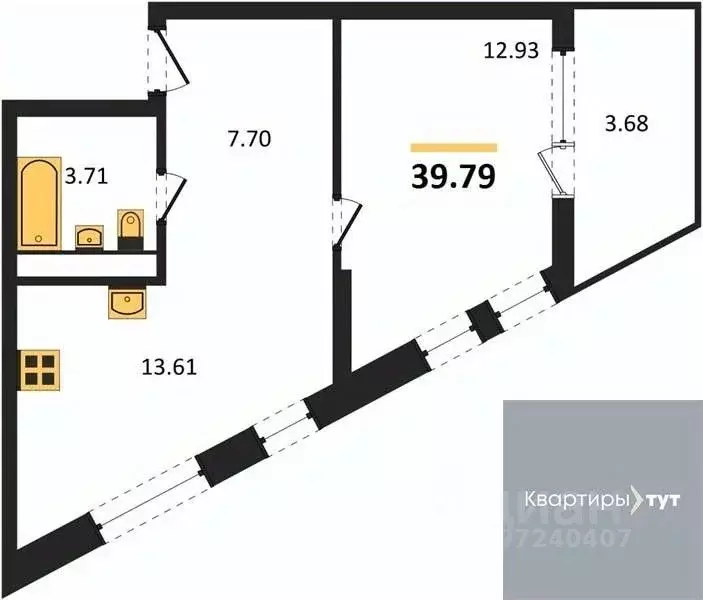 1-к кв. Воронежская область, Воронеж наб. Чуева, 7 (39.79 м) - Фото 0