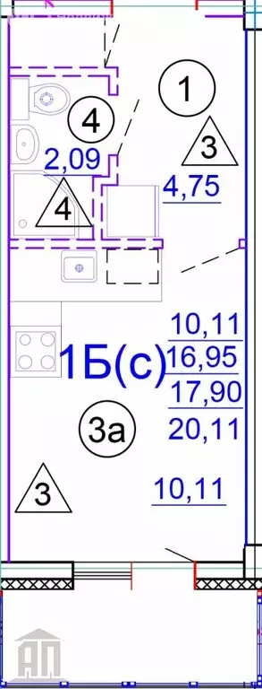 1-комнатная квартира: Тверь, Медовая улица, 9к6 (20 м) - Фото 0