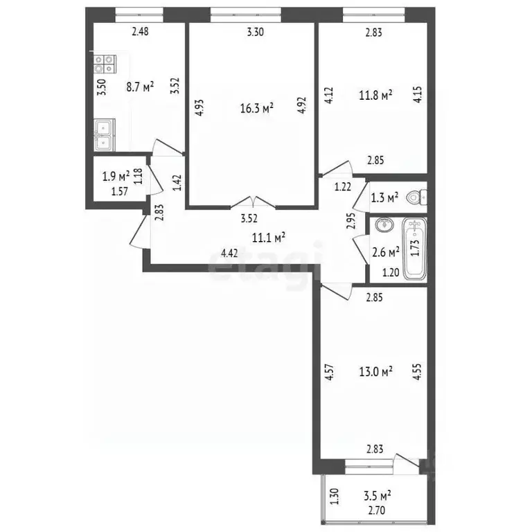 3-к кв. Башкортостан, Стерлитамак Солнечный мкр, ул. Караная Муратова, ... - Фото 2