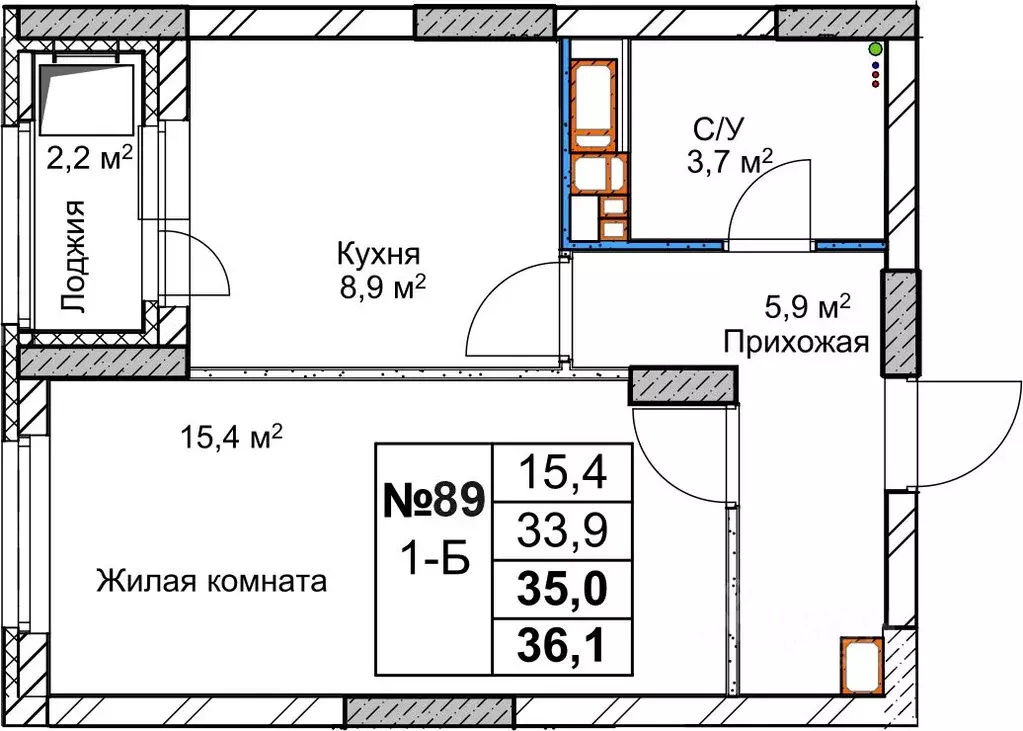 1-к кв. Нижегородская область, Дзержинск Комсомольский мкр, 17 (35.0 ... - Фото 0