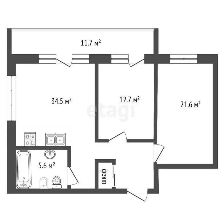 3-комнатная квартира: Ялта, улица Щорса, 4В (75.4 м) - Фото 1