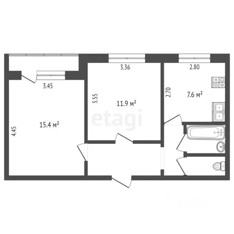 2-к кв. Ханты-Мансийский АО, Сургутский район, Белый Яр пгт Лесная ... - Фото 2