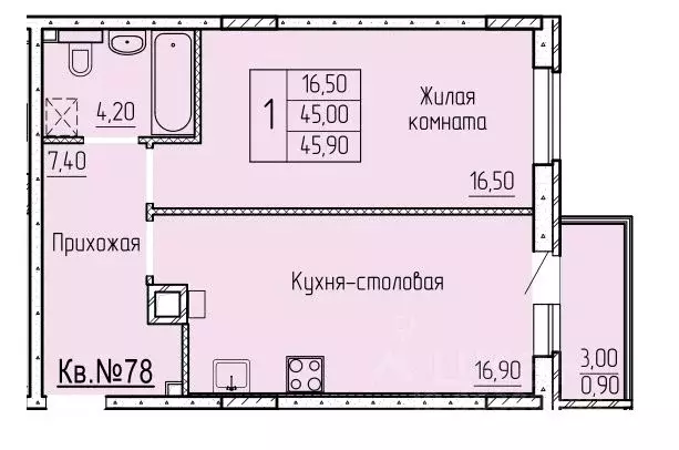 1-к кв. Ростовская область, Батайск ул. Макаровского, 4к2 (46.2 м) - Фото 0