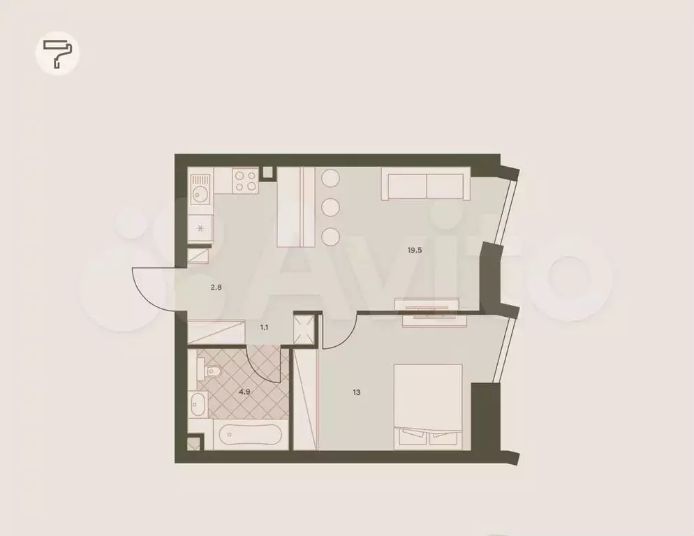 2-к. квартира, 42 м, 5/42 эт. - Фото 0