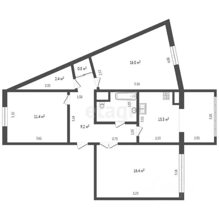 3-к кв. Ханты-Мансийский АО, Нягань 2-й мкр, 12 (70.6 м) - Фото 1