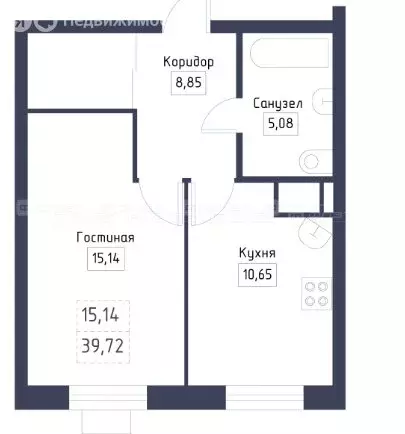 1-комнатная квартира: Казань, улица Братьев Батталовых, 20Б (39.8 м) - Фото 1