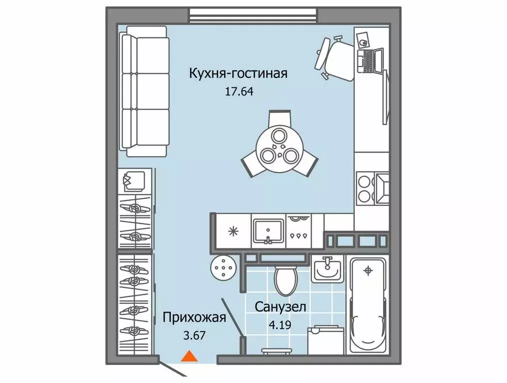 Квартира-студия: Ульяновск, жилой комплекс Город Новаторов, 2 (26 м) - Фото 0